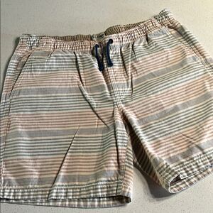 L.L. Bean Classic Fit Striped Elastic Wist Shorts - Red, White, Blue Size 38
